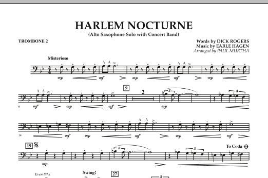 Harlem Nocturne (Alto Sax Solo with Band) - Trombone 2 (Concert Band) von Paul Murtha