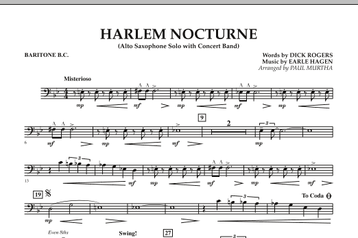 Harlem Nocturne (Alto Sax Solo with Band) - Baritone B.C. (Concert Band) von Paul Murtha