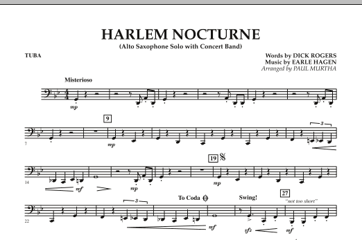 Harlem Nocturne (Alto Sax Solo with Band) - Tuba (Concert Band) von Paul Murtha