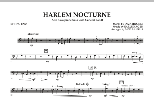 Harlem Nocturne (Alto Sax Solo with Band) - String Bass (Concert Band) von Paul Murtha