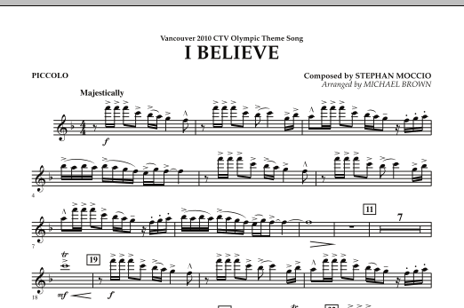 I Believe (Vancouver 2010 CTV Olympic Theme Song) - Piccolo (Concert Band) von Michael Brown