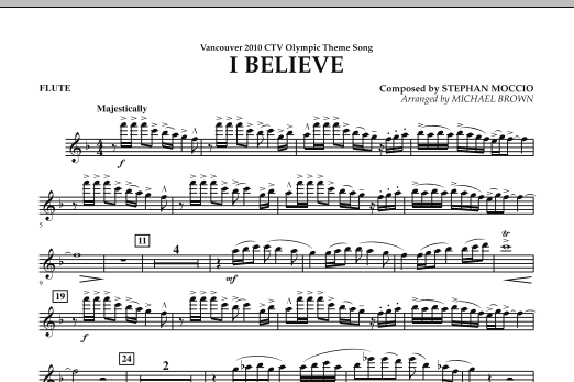 I Believe (Vancouver 2010 CTV Olympic Theme Song) - Flute (Concert Band) von Michael Brown