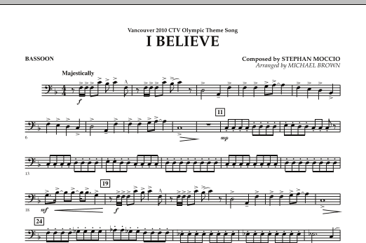 I Believe (Vancouver 2010 CTV Olympic Theme Song) - Bassoon (Concert Band) von Michael Brown
