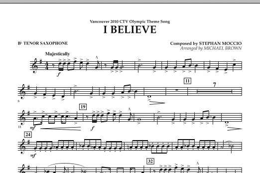 I Believe (Vancouver 2010 CTV Olympic Theme Song) - Bb Tenor Saxophone (Concert Band) von Michael Brown