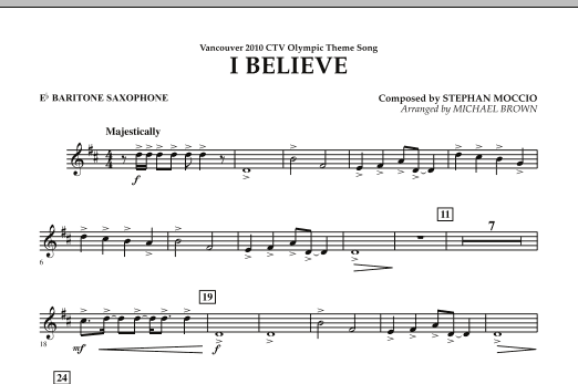 I Believe (Vancouver 2010 CTV Olympic Theme Song) - Eb Baritone Saxophone (Concert Band) von Michael Brown