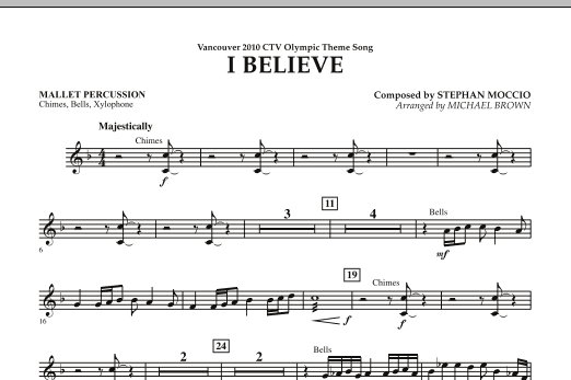 I Believe (Vancouver 2010 CTV Olympic Theme Song) - Mallet Percussion (Concert Band) von Michael Brown