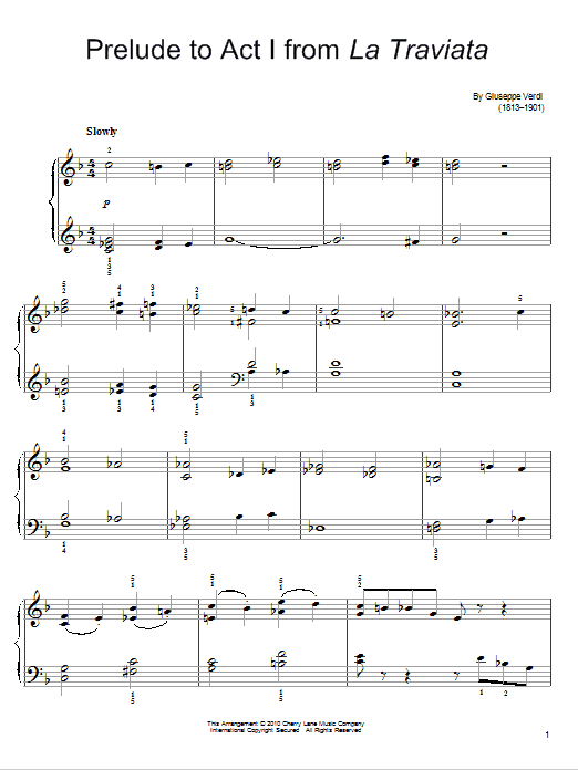 Prelude To Act I (Easy Piano) von Giuseppe Verdi