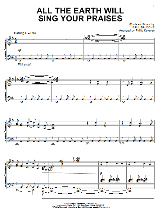 All The Earth Will Sing Your Praises [Jazz version] (arr. Phillip Keveren) (Piano Solo) von Paul Baloche