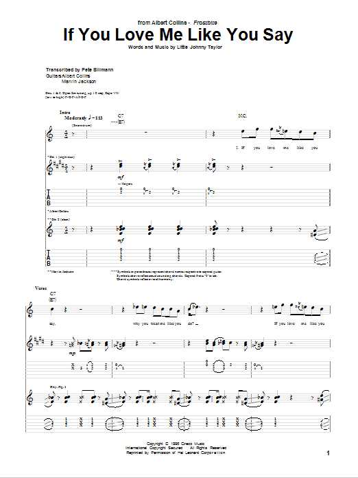 If You Love Me Like You Say (Guitar Tab) von Albert Collins