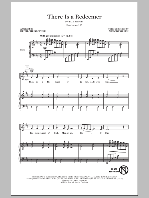 There Is A Redeemer (SATB Choir) von Keith Christopher