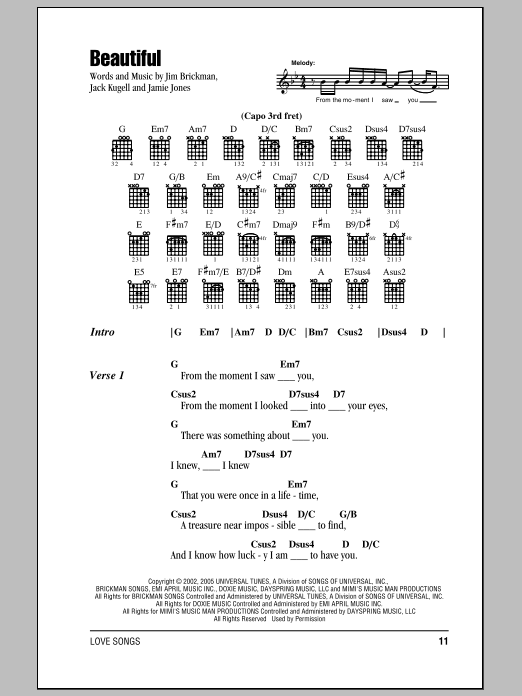 Beautiful (Guitar Chords/Lyrics) von Jim Brickman