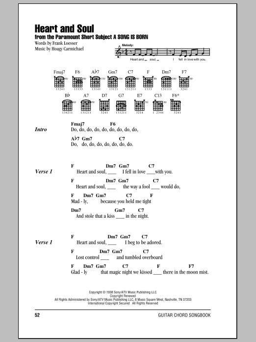 Heart And Soul (Guitar Chords/Lyrics) von Hoagy Carmichael