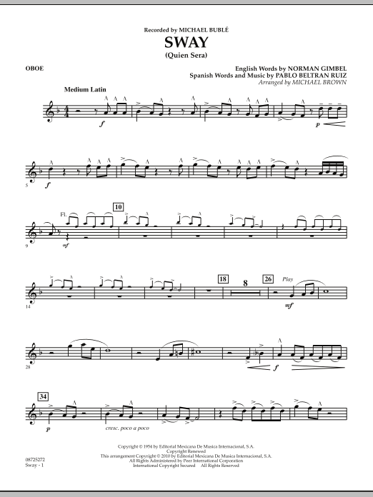 Sway (Quien Sera) - Oboe (Concert Band) von Michael Brown