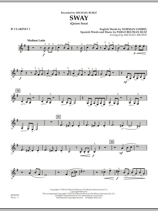 Sway (Quien Sera) - Bb Clarinet 1 (Concert Band) von Michael Brown