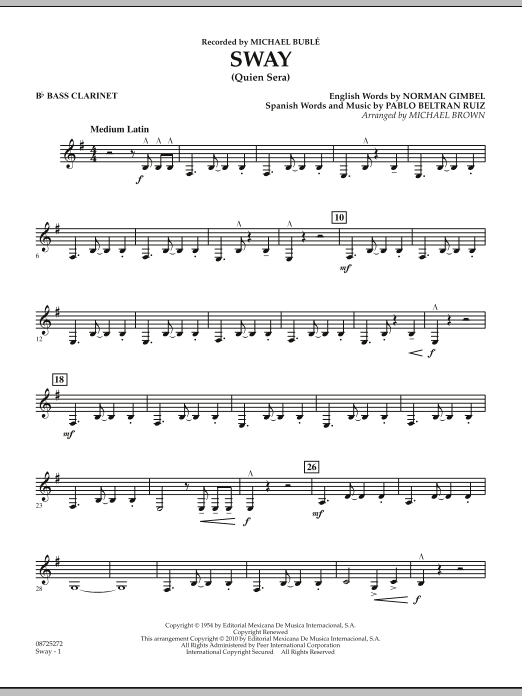 Sway (Quien Sera) - Bb Bass Clarinet (Concert Band) von Michael Brown