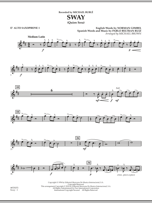 Sway (Quien Sera) - Eb Alto Saxophone 1 (Concert Band) von Michael Brown