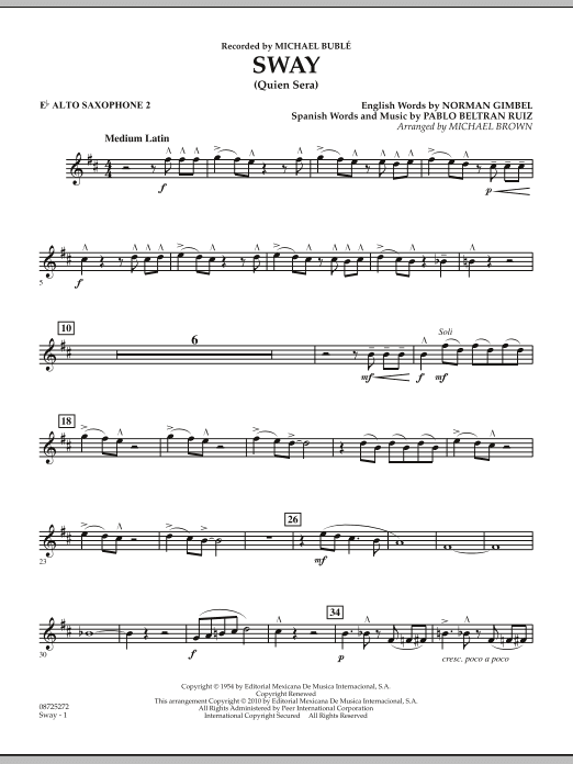 Sway (Quien Sera) - Eb Alto Saxophone 2 (Concert Band) von Michael Brown