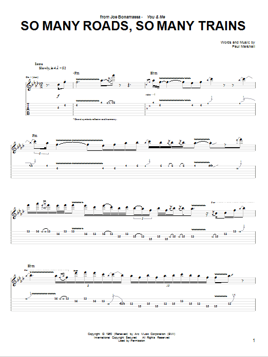 So Many Roads, So Many Trains (Guitar Tab) von Joe Bonamassa