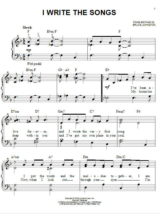 I Write The Songs (Easy Piano) von Barry Manilow