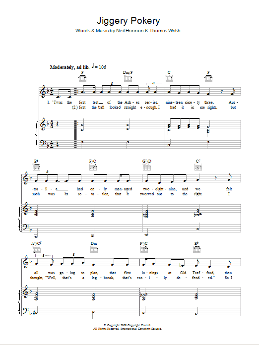 Jiggery Pokery (Piano, Vocal & Guitar Chords) von The Duckworth Lewis Method