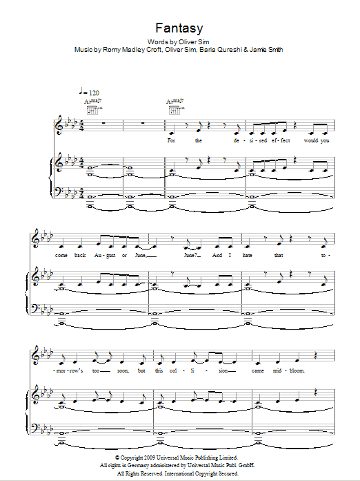Fantasy (Piano, Vocal & Guitar Chords) von The XX