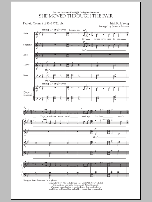 She Moved Thro' The Fair (She Moved Through The Fair) (SATB Choir) von Jameson Marvin