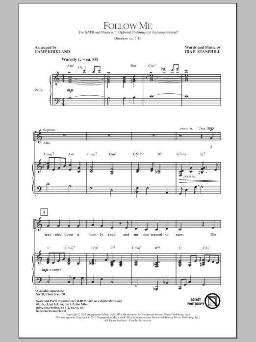 Follow Me (SATB Choir) von Camp Kirkland