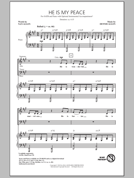 He Is My Peace (SATB Choir) von Dennis Allen