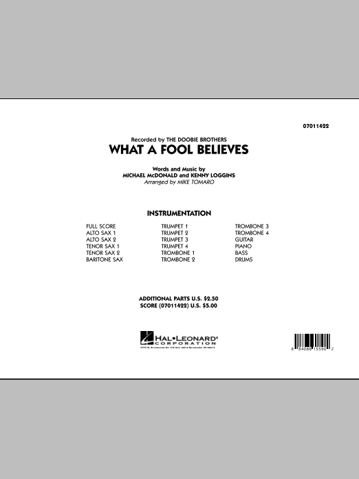 What A Fool Believes - Conductor Score (Full Score) (Jazz Ensemble) von Mike Tomaro