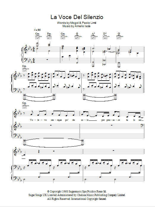 La Voce Del Silenzio (Piano, Vocal & Guitar Chords) von Andrea Bocelli
