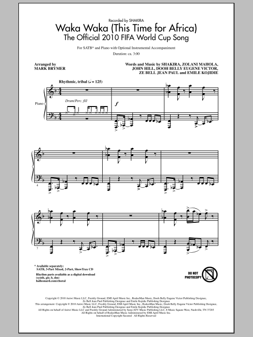 Waka Waka (This Time For Africa) - The Official 2010 FIFA World Cup Song (SATB Choir) von Mark Brymer