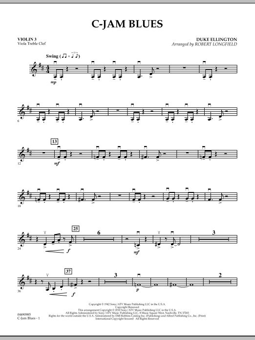 C-Jam Blues - Violin 3 (Viola Treble Clef) (Orchestra) von Robert Longfield