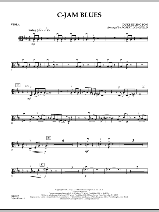 C-Jam Blues - Viola (Orchestra) von Robert Longfield