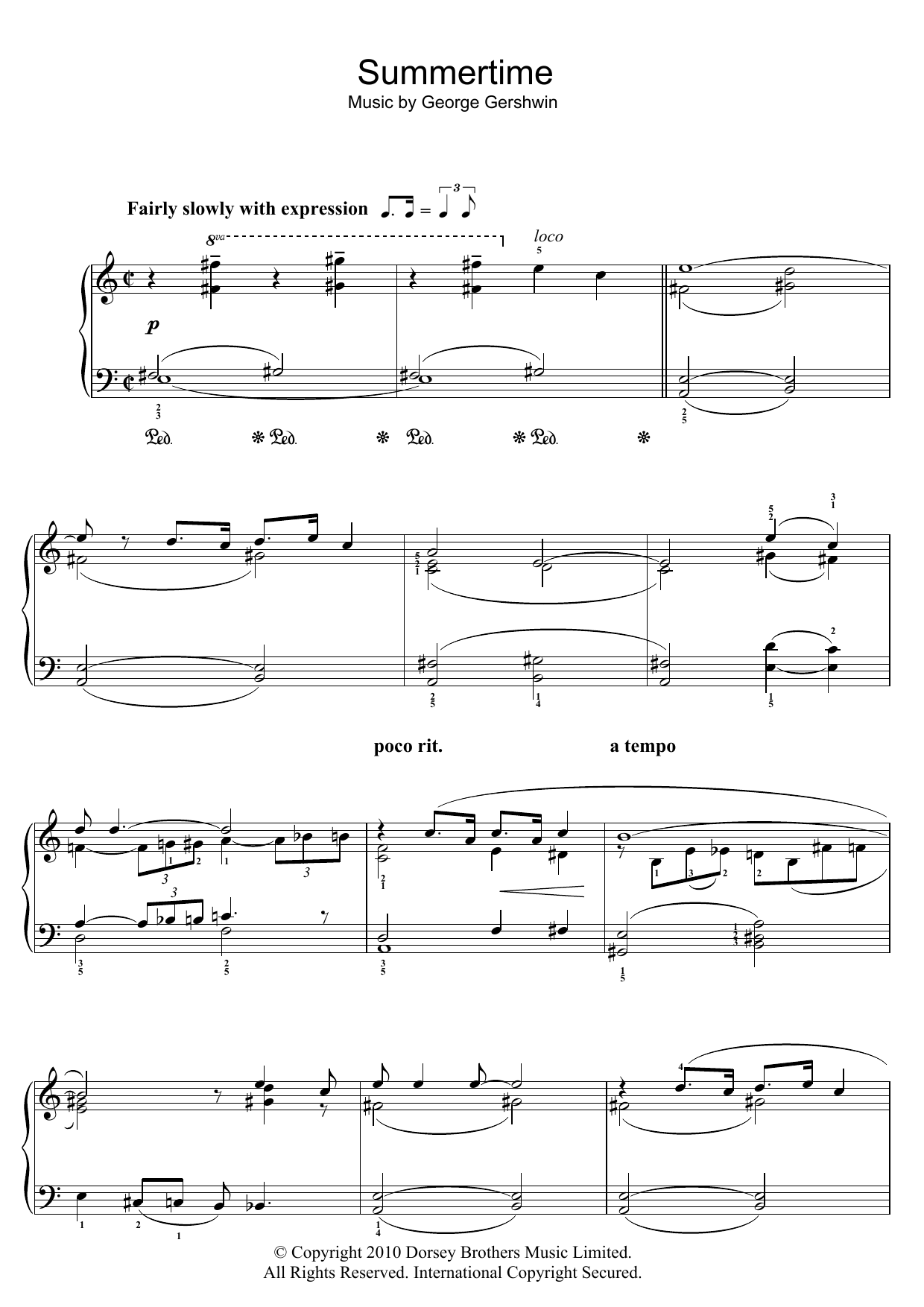 Summertime (Easy Piano) von George Gershwin