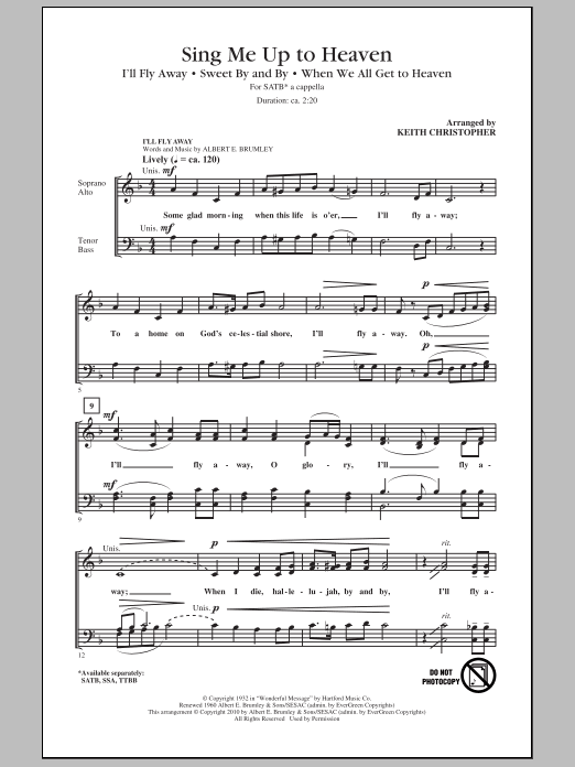 Sing Me Up To Heaven (Medley) (SATB Choir) von Keith Christopher
