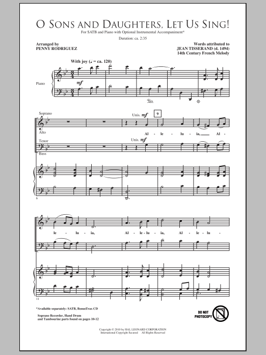 O Sons And Daughters, Let Us Sing! (SATB Choir) von Penny Rodriguez