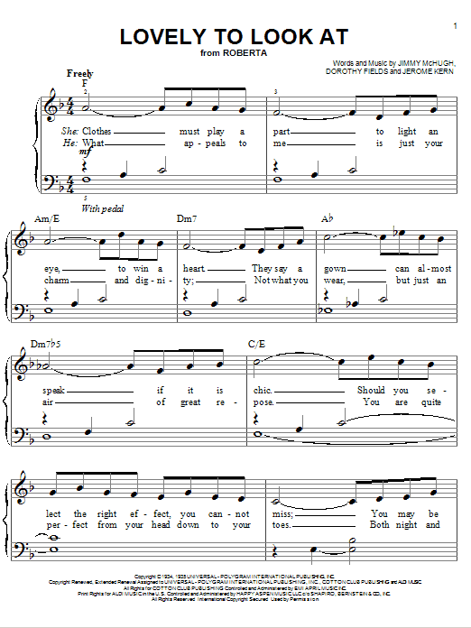 Lovely To Look At (Easy Piano) von Jerome Kern