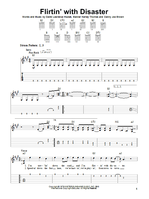 Flirtin' With Disaster (Easy Guitar Tab) von Molly Hatchet