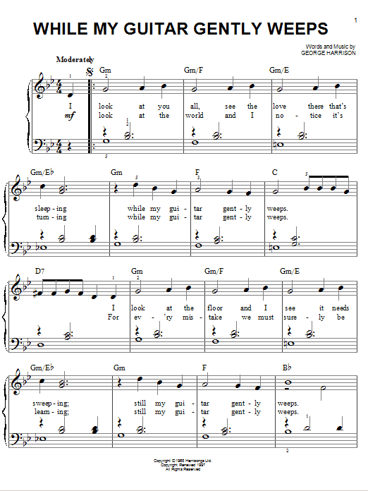 While My Guitar Gently Weeps (Easy Piano) von The Beatles