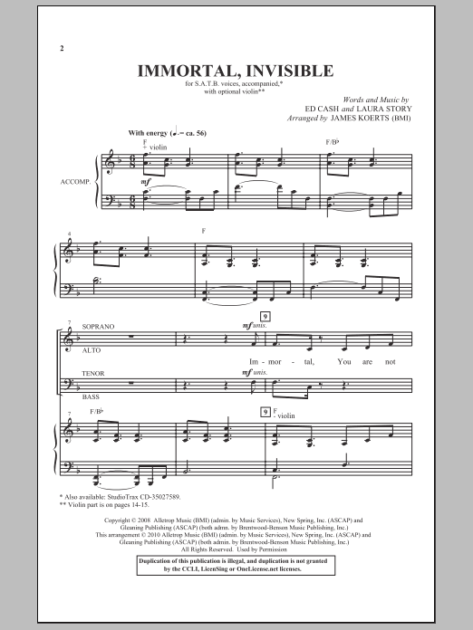 Immortal, Invisible (SATB Choir) von James Koerts