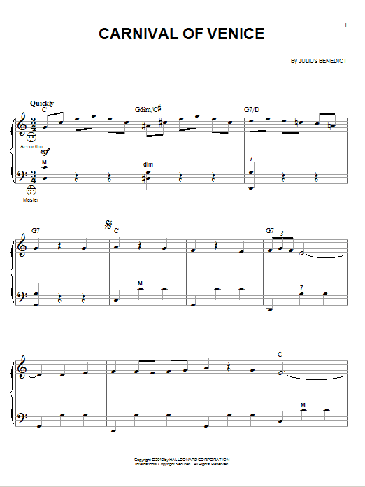 Carnival Of Venice (Accordion) von Julius Benedict
