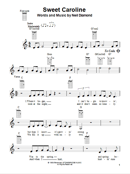 Sweet Caroline (Ukulele) von Glee Cast