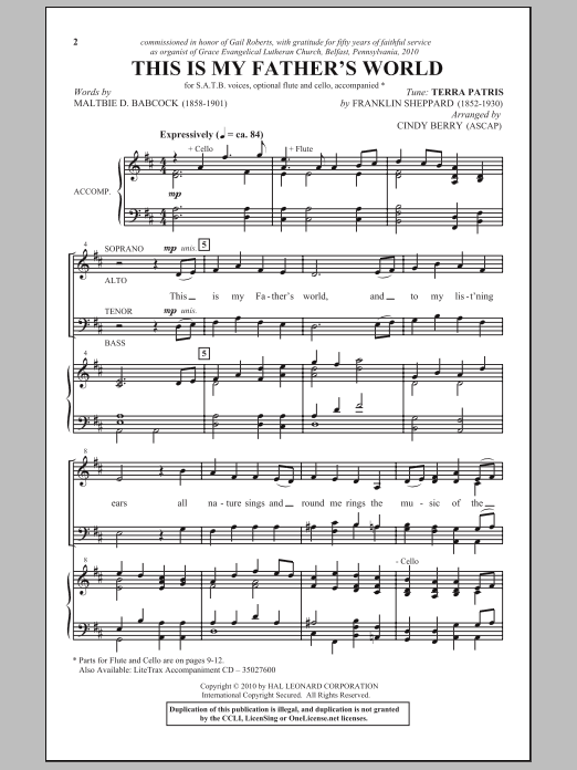 This Is My Father's World (SATB Choir) von Cindy Berry