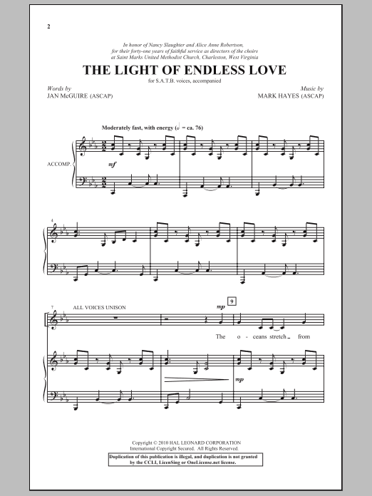 The Light Of Endless Love (SATB Choir) von Mark Hayes