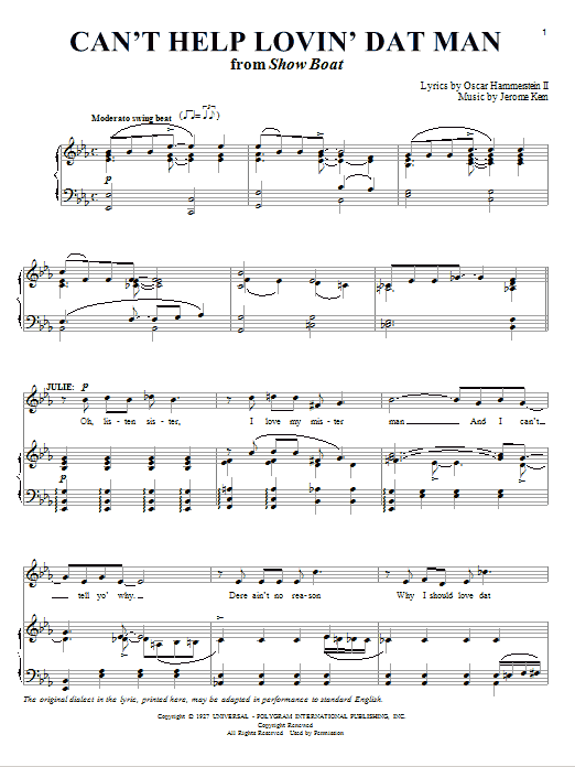 Can't Help Lovin' Dat Man (Piano & Vocal) von Jerome Kern