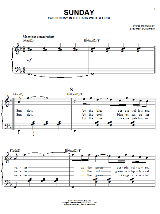 Sunday (Easy Piano) von Stephen Sondheim