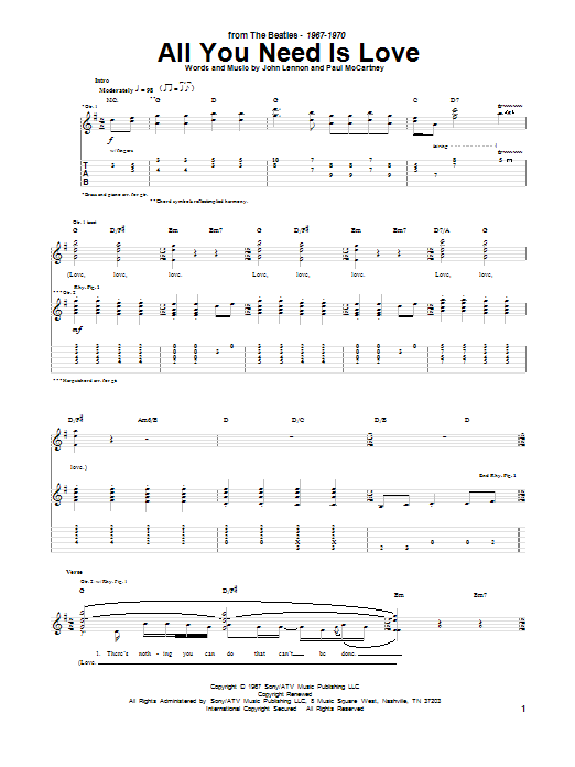 All You Need Is Love (Guitar Tab) von The Beatles