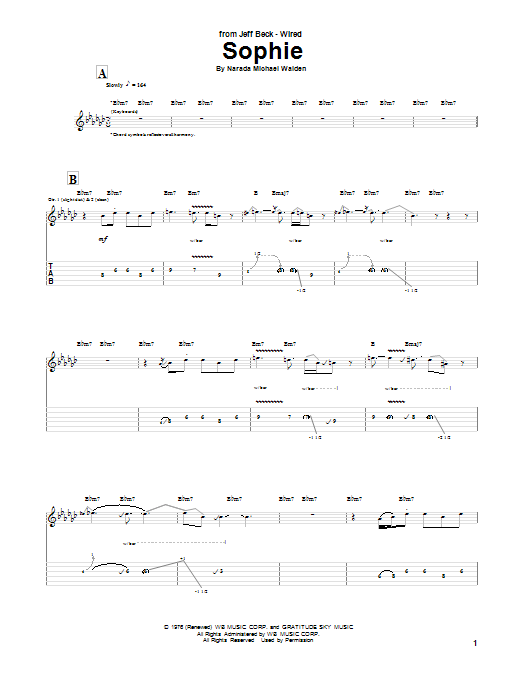 Sophie (Guitar Tab) von Jeff Beck