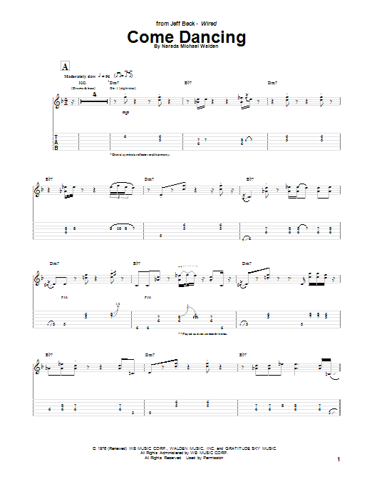 Come Dancing (Guitar Tab) von Jeff Beck