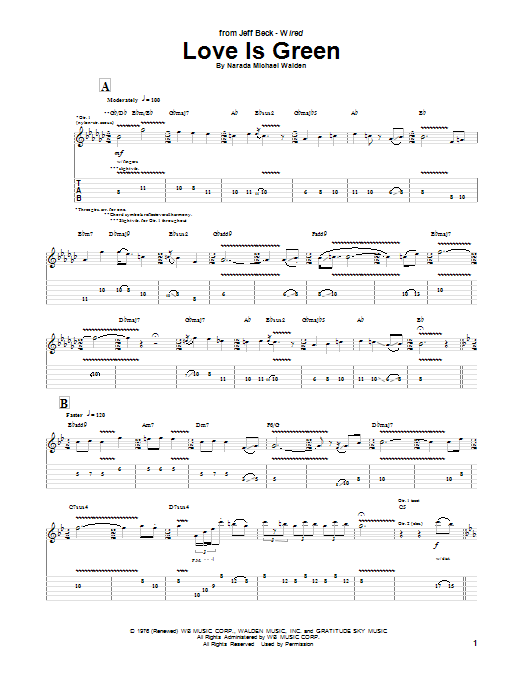 Love Is Green (Guitar Tab) von Jeff Beck